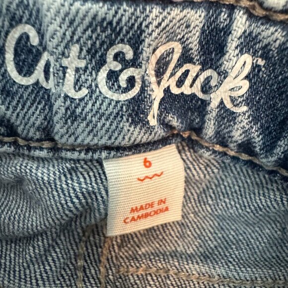 Cat & Jack Girls Embroidered Jeans | Size 6 | Smile Sun & Flower Patch Denim - Picture 3 of 5